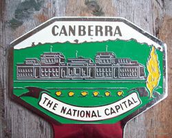 Australian bumper badge. Grille badge. 1950 / 1960. N.O.S. CANBERRA