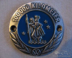 Original Round Vintage Christophorus 100000 KM VW Badge