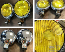 2 x Vintage Bosch Nipple Yellow Spot lights Porsche VW Beetle Oval Mercedes Benz