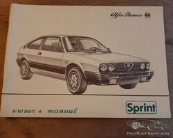REVISED PRICE - Original owner's manual Alfa Romeo Sprint 1983 N.O.S.
