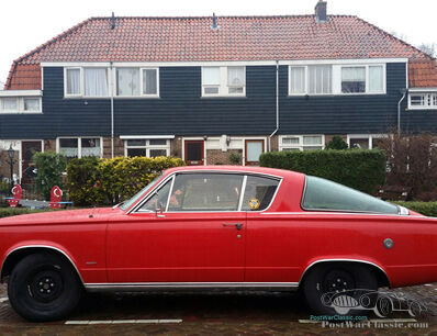 A red hot business card: '66 Barracuda Formula S