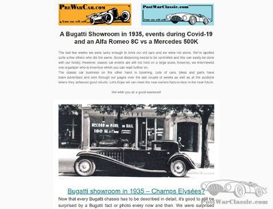 A Bugatti Showroom in 1935, events during Covid-19 and an Alfa Romeo 8C vs a Mercedes 500K - NEWSLETTER