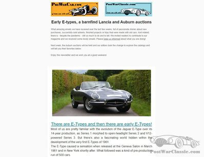 Early E-types, a barnfind Lancia and Auburn auctions - NEWSLETTER