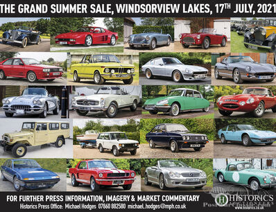 Historics poised for its largest-ever auction of 200+ varied entries this Saturday 17th July at Windsorview Lakes