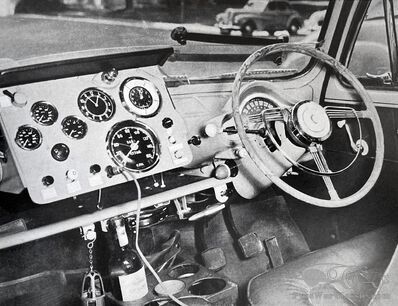 Inside a 1953 works rally car