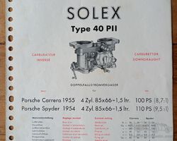 Solex carburettor - technical brochure for Porsche 356 Carrera & Spyder